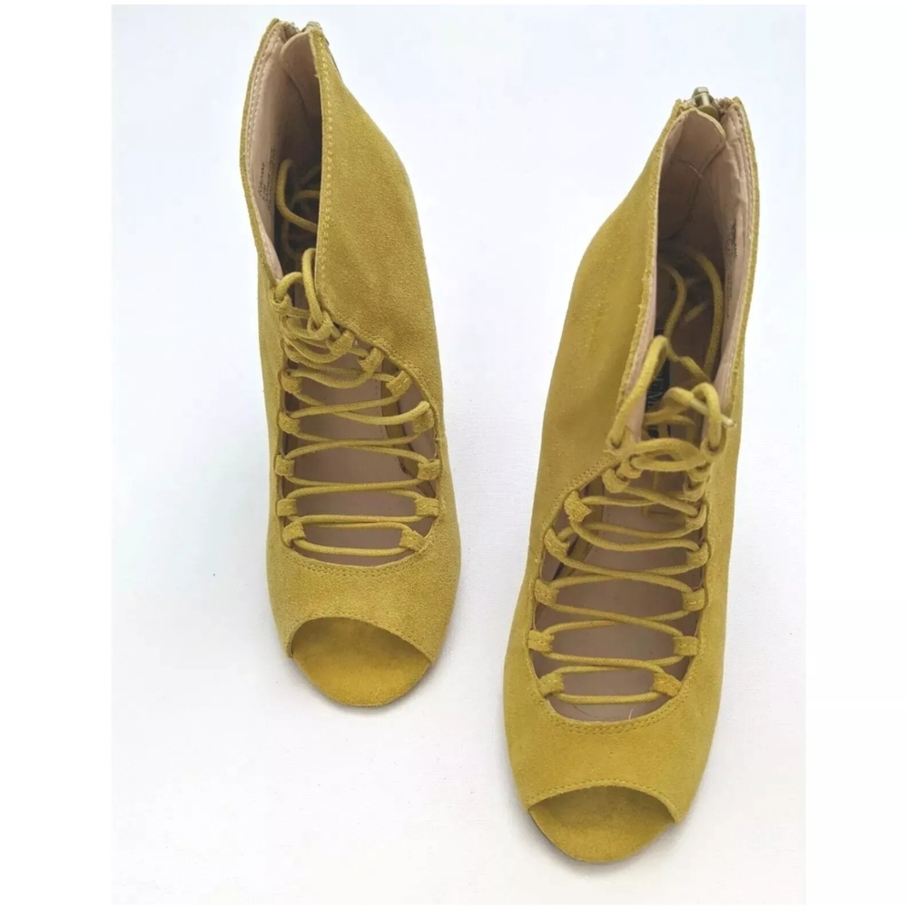 Shoemint Suede Leather High Heel Open Toe Lace Up Wedges Women's Size 5.5